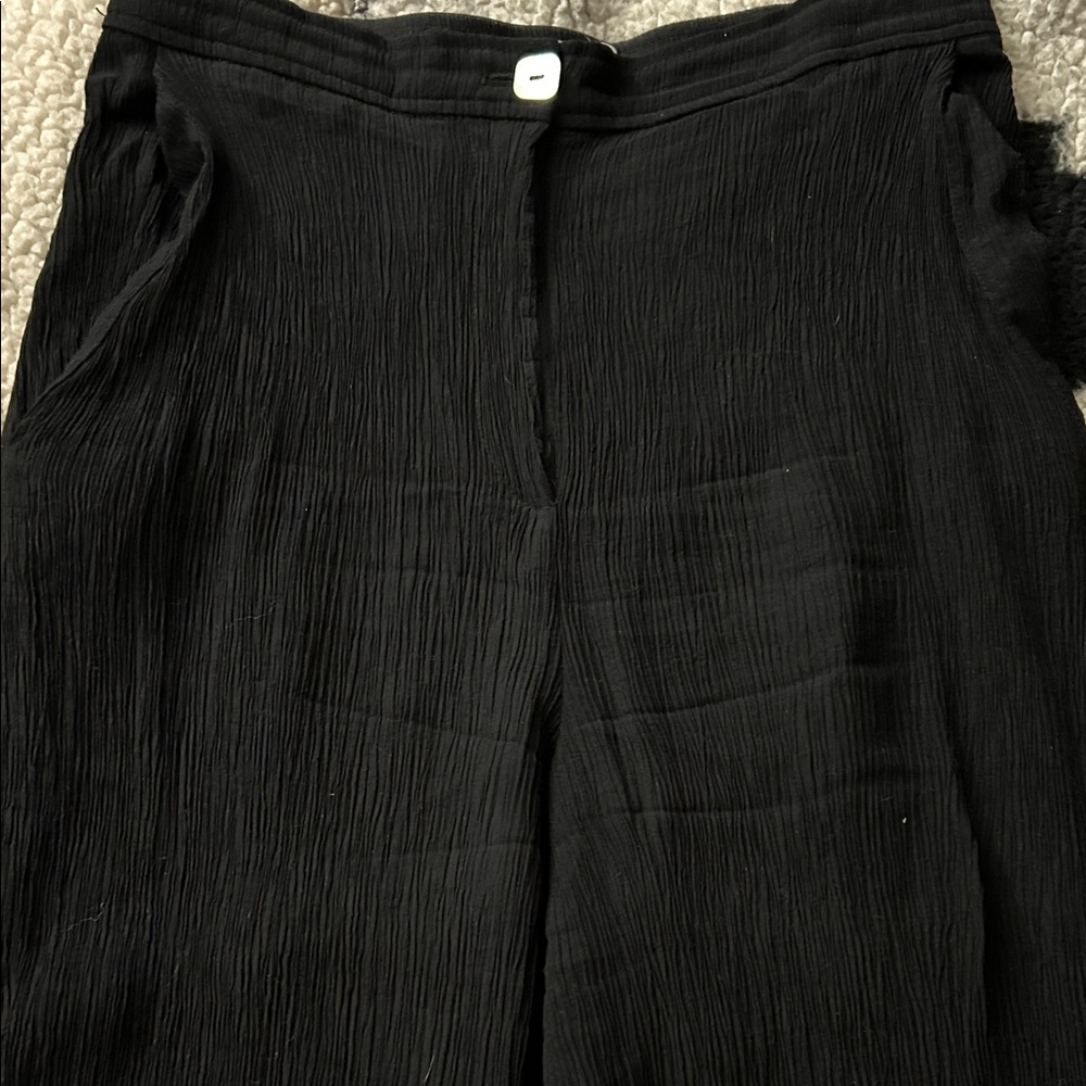 JASON WU flowy Plisse pants Pleats Please Black Wide Leg - Size L